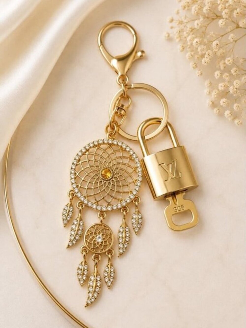 Louis Vuitton Gold Lock & Key 🔑 Authentic LV Unbranded Keychain Charm